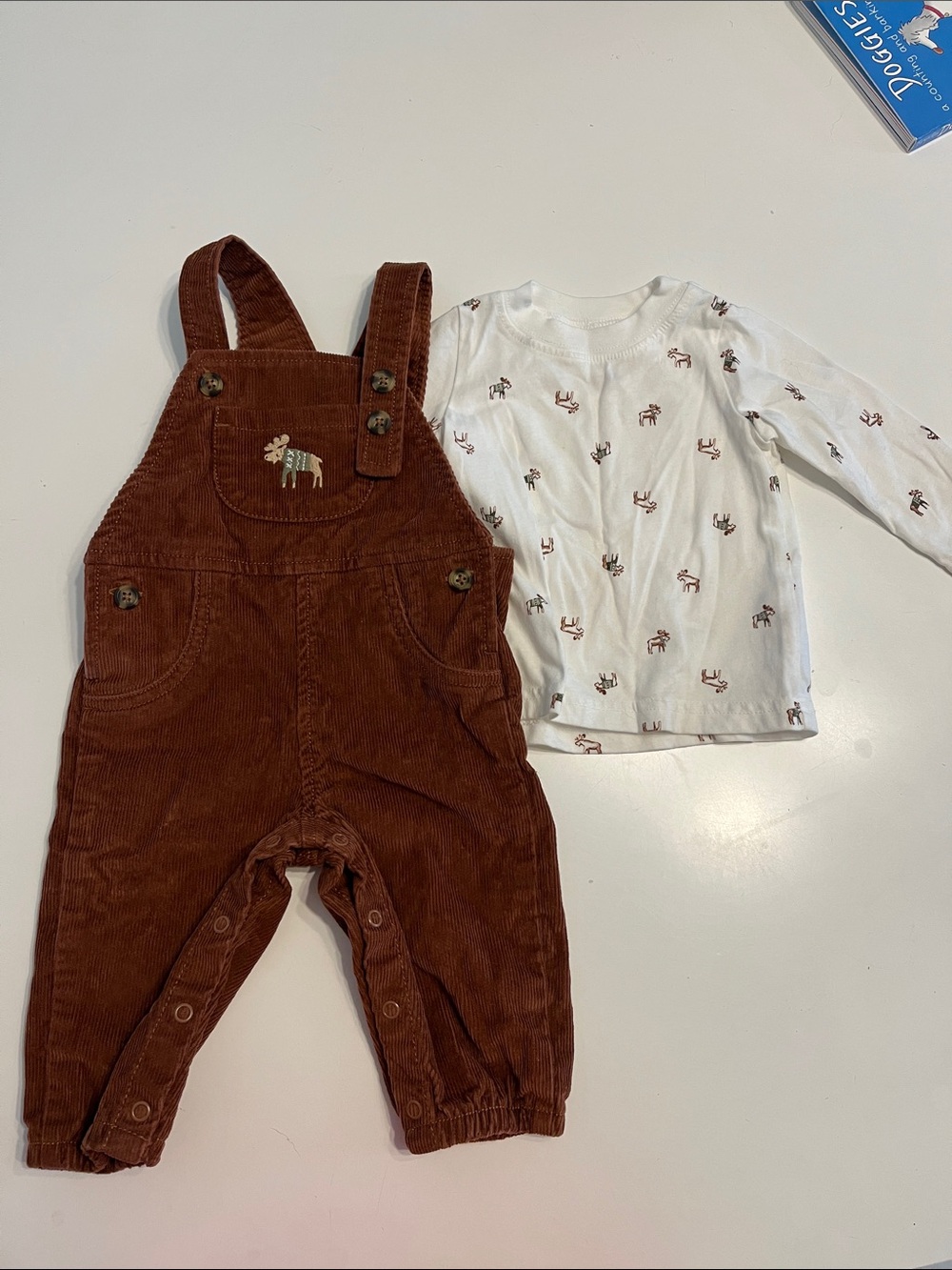 Carter’s moose corduroy overalls